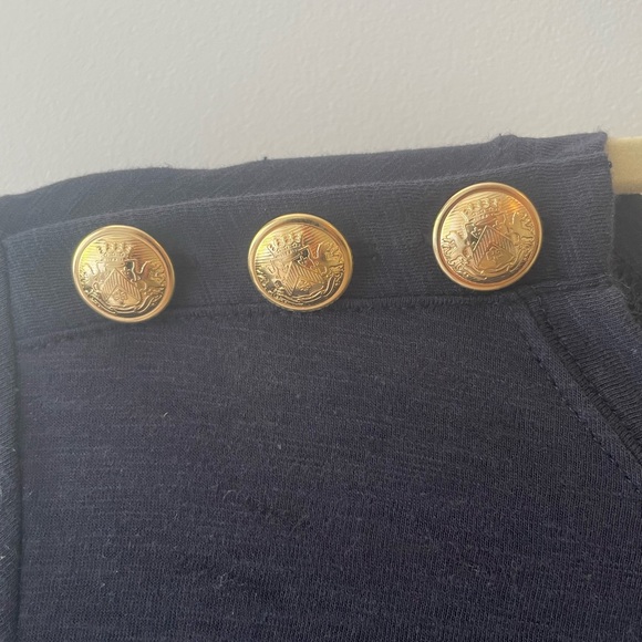 NWT Express skimming novelty button crew neck tee- navy blue - Picture 5 of 8